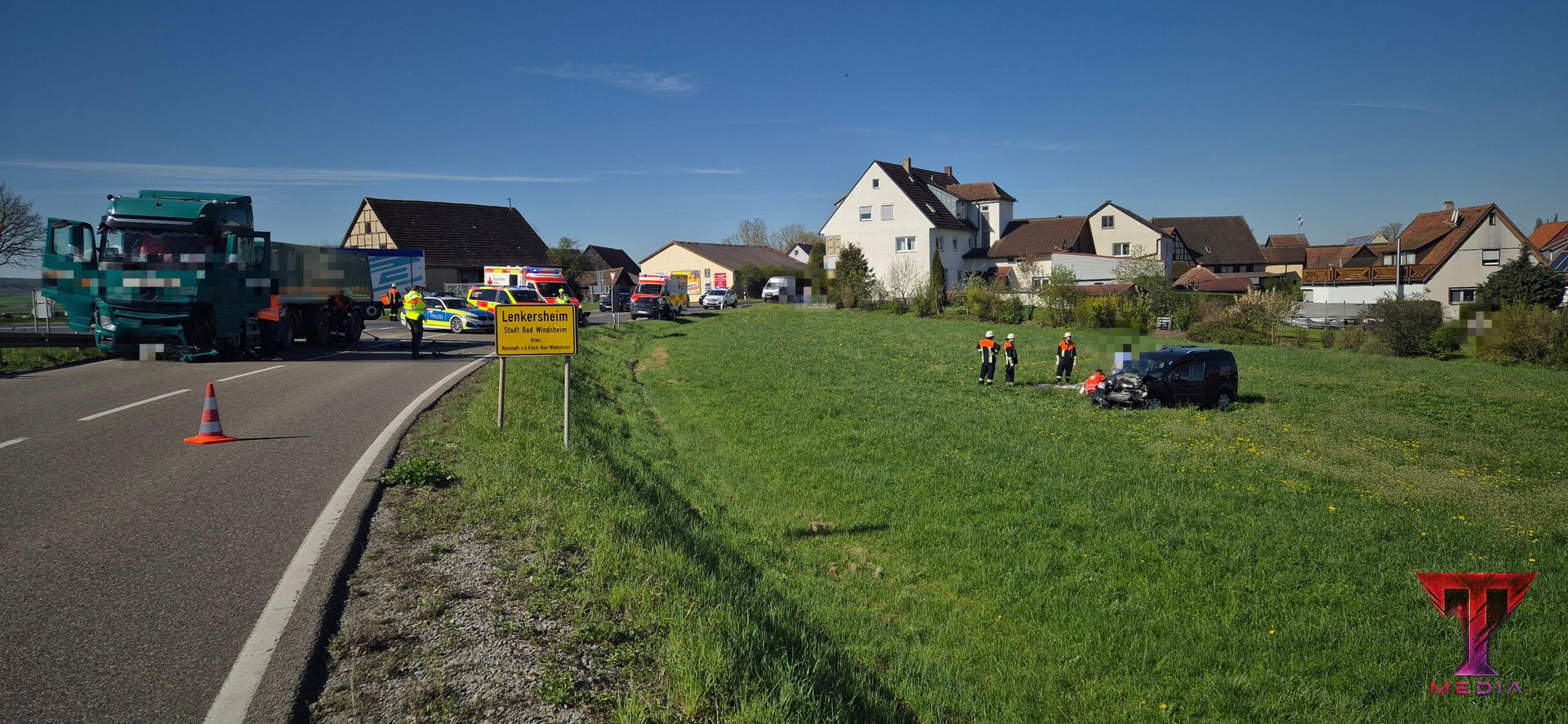 Schwerer Frontalzusammenstoß auf der B470 bei Lenkersheim